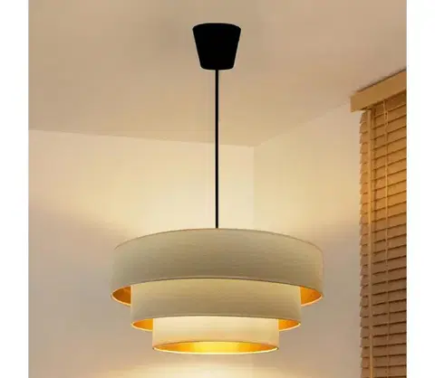 Svietidlá BRILAGI - Luster na lanku LUNETA 1xE27/60W/230V priemer 40 cm krémová/zlatá 8590828052104