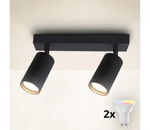 Svietidlá Brilagi - LED RGBW stmievateľné bodové svietidlo SELE MODERN 2xGU10/4,8W/230V čierne BG2866+2xAI2382