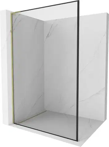 Sprchové dvere MEXEN/S - Kyoto L Sprchová zástena WALK-IN 90 x 200, čierny vzor, zlato 800-090-103-50-70