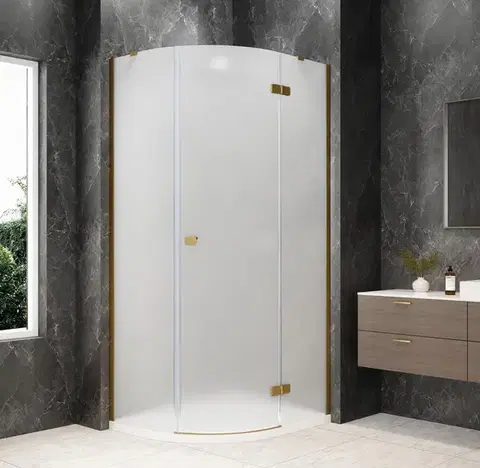 Sprchové dvere POLYSAN - GLOBE GOLD MATT štvrťkruhová sprchová zástena 900x800, matné sklo, pravé GB2980MRG