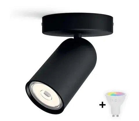 Svietidlá Philips - LED RGBW Stmievateľné bodové svietidlo PONGEE 1xGU10/4,8W/230V čierna +DO P2052+AI2362