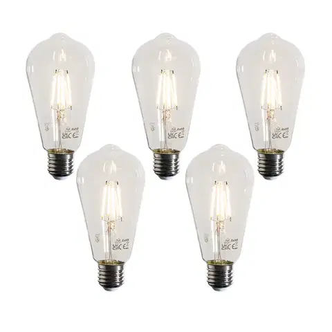 LED osvetlenie Sada 5 LED žiaroviek E27 Filament ST64 číra 4W 470 lm 2700K