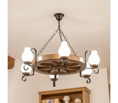 Svietidlá BRILAGI - Luster na reťazi ROATA 6xE14/40W/230V priemer 70 cm buk/orech EX-01054