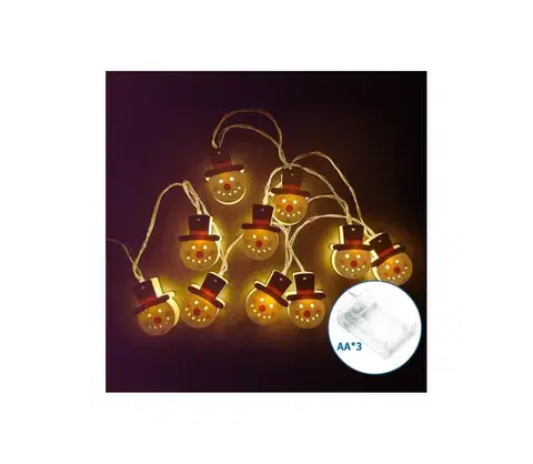 Vianočné dekorácie  B.V.  - LED  reťaz 20xLED/3xAA 3m teplá biela snehuliak B10303Q72