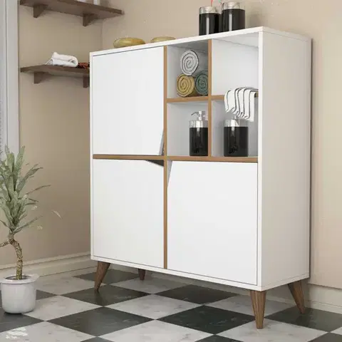 Komody Viacúčelová skrinka Pulse - White, Walnut
