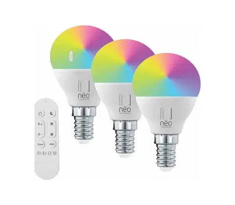 LED osvetlenie  NEO 07745CDO - Sada 3x stmievateľných LED žiaroviek RGB+CCT E14/6W/230V Wi‑Fi + diaľkové ovládanie 07745CDO