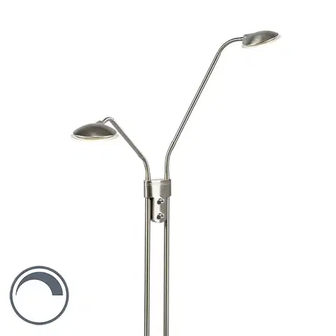 Stojace lampy Moderná stojaca lampa z ocele s lampou na čítanie vrátane LED - Eva