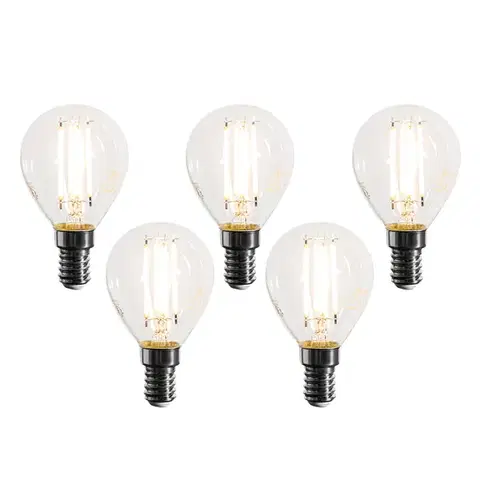 LED osvetlenie Sada 5 stmievateľných LED žiaroviek E14 Filament G45 číra 4W 470 lm 2700K
