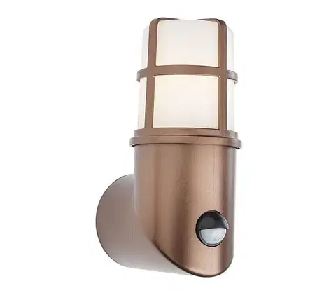 Svietidlá Redo 90200 - Vonkajšie svietidlo so senzorom TRITON 1xE27/28W/230V IP54 meď 90200