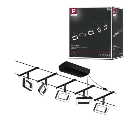 Svietidlá Paulmann 94485 - Súprava 5x LED/4,8 W Kompletný lankový systém FRAME 230 V čierny 94485