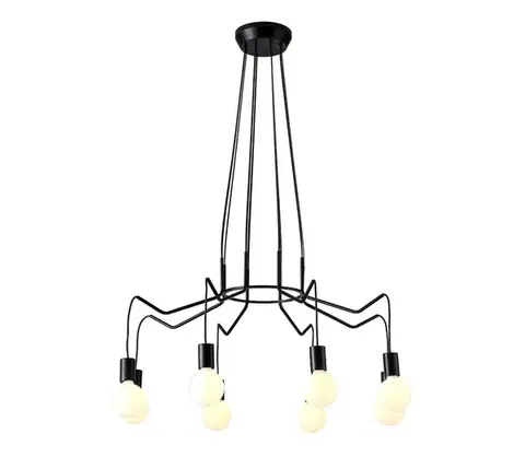 Svietidlá  Luster na lanku BASSO 8xE27/40W/230V čierna 38-71057