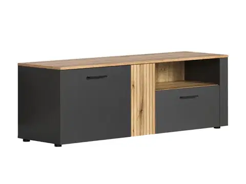 TV stolíky KONDELA Esena 2D1S tv stolík grafit / dub evoke