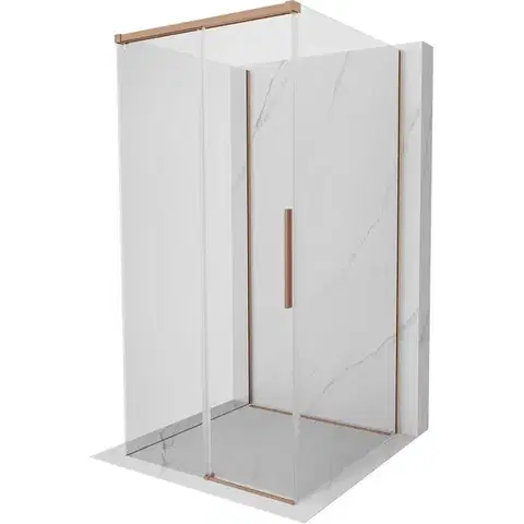Sprchovacie kúty MEXEN/S - Rox-3S sprchovací kút 3 stenný, posuvný 100 x 100, transparent, meď kartáčovaná 8C2-100-100-65-00-3S