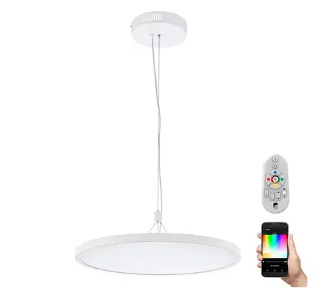 Svietidlá Eglo 33676 - LED RGBW stmievateľný závesný luster na lane CERIGNOLA-C LED/32W/230V biela + diaľkové ovládanie 33676