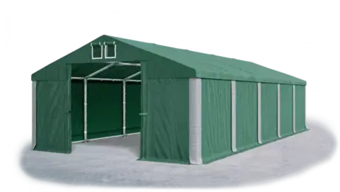 Záhrada Skladový stan 5x10x2,5m strecha PVC 560g/m2 boky PVC 500g/m2 konštrukcie ZIMA PLUS Zelená Zelená Šedá