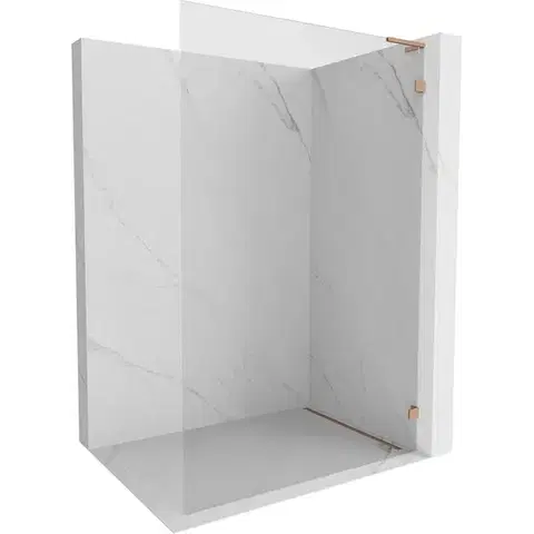 Sprchové dvere MEXEN/S - Lunar L Sprchová zástena WALK-IN pravá 110 x 200, transparent 8 mm, meď kartáčovaná 830L-110-000-65-00-P