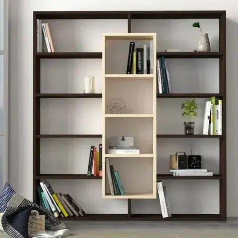 Regály SAMPLE designová knižnica, wenge/maple