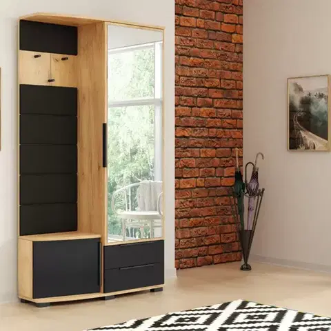 Predsieňový nábytok Predsieňový nábytok Cleo zlatá kraft/čierna/čalúnenie