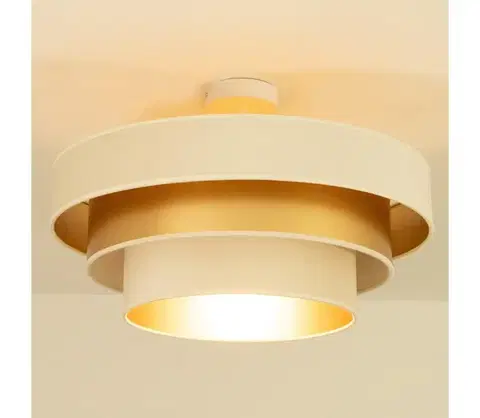 Svietidlá  Prisadený luster WENTA 1xE27/60W/230V priemer 50 cm béžová/zlatá H0723