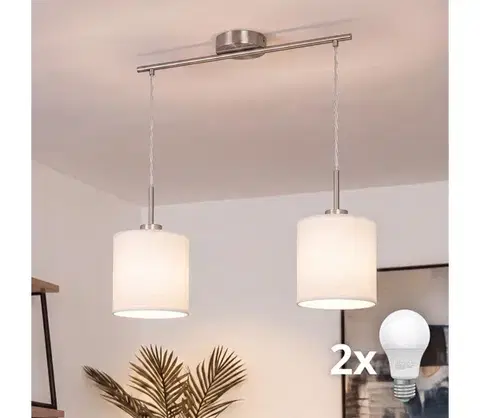 Svietidlá BRILAGI - LED luster na lanku NUBILA 2xE27/60W/230V biely EG32519+2xBG1586