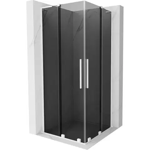 Sprchovacie kúty MEXEN/S - Velar L Duo sprchovací kút, posuvné dvere 90 x 90, grafit, biela 871-090-090-02-43-20