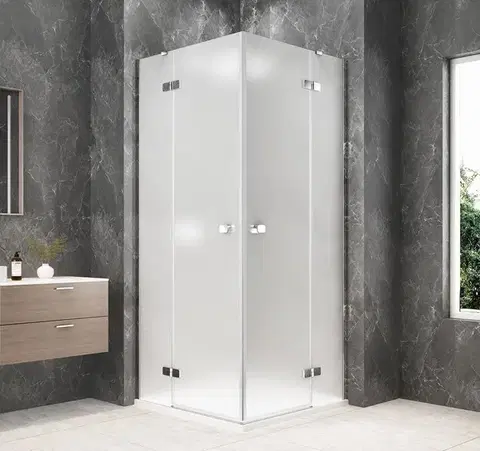 Sprchové dvere POLYSAN - GLOBE CHROME štvorcová sprchová zástena 900x900, rohový vstup, matné sklo GB5990MC
