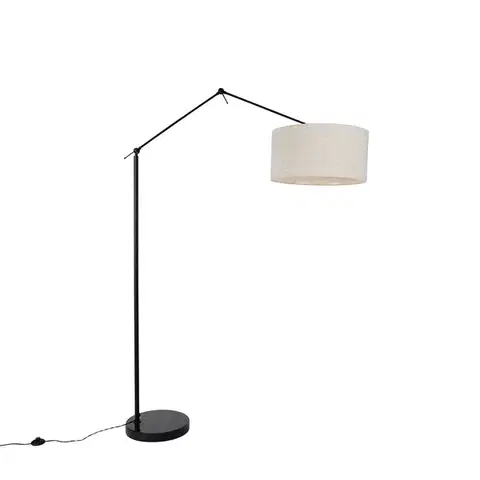 Stojace lampy Stojaca lampa čierna so svetlosivým tienidlom 50 cm nastaviteľná - Editor