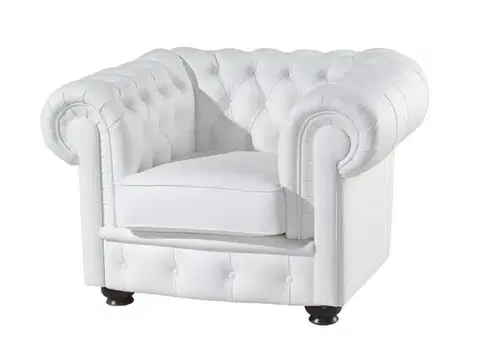 Kreslá PYKA Chesterfield kožené kreslo wenge / biela (White snow)