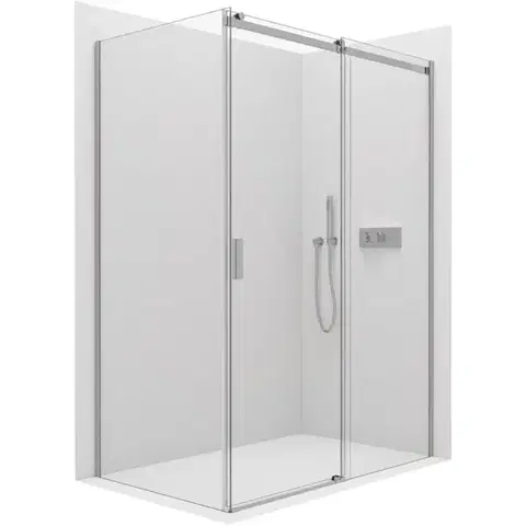 Sprchovacie kúty CERANO - Sprchovací kút Santoro Ľ/P - 8 mm - chróm, transparentné sklo - 110x100x195 - posuvný CER-8050BD7349