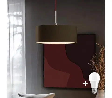 Svietidlá Eglo - LED závesný luster na lane TUNJA 1xE27/60W/230V hnedý 1xEG32516+1xEG32474