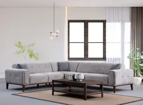 Sedacie súpravy Rohová sedacia súprava / Rohová pohovka Athena Corner L2-C-3R - Light Grey