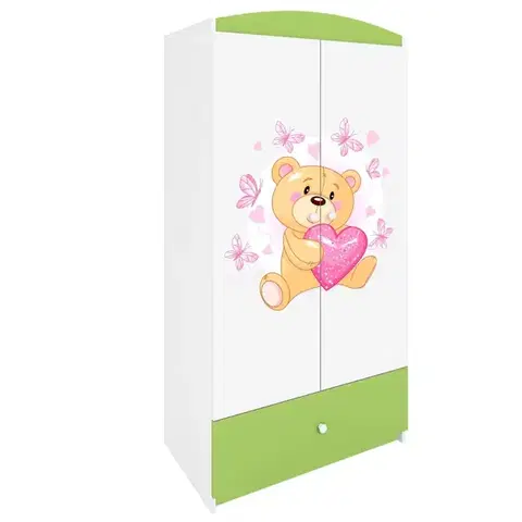 Skrine do izieb Skriňa Babydreams zelená – Medveď s motýľmi