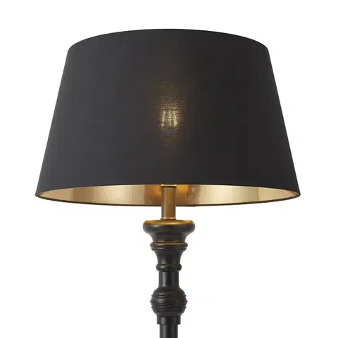 Stojace lampy Stojacia lampa s tienidlom 45 cm čierna so zlatým interiérom - Classico