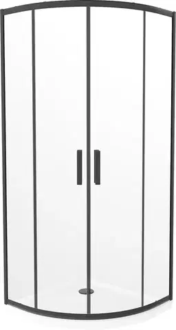 Vane MEXEN/S - Rio štvrťkruhový sprchovací kút 90 x 90, transparent, čierny + vanička so sifónom Flat, biela 863-090-090-70-00-4110B