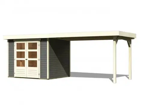 Zahradné domčeky Drevený záhradný domček s prístavkom 528 x 238 cm Dekorhome