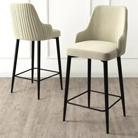 Barové stoličky Bar Stool Set (6 Pieces) Enox - Cream, Black