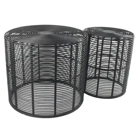 Konferenčné stolíky s úložným priestorom Súprava stolíkov  BULAN RATTAN 60 čierna