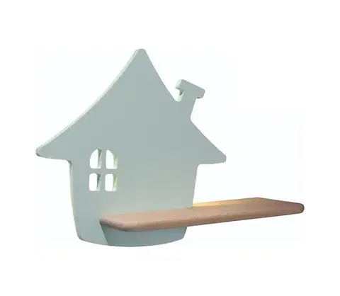 Svietidlá  LED Detské nástenné svietidlo s poličkou HOUSE LED/4W/230V zelená/drevo 21-84866