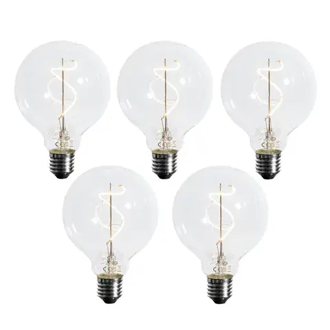 LED osvetlenie Sada 5 ks Stmievateľná LED žiarovka E27 so špirálovým vláknom G95 4W 270lm 2700K