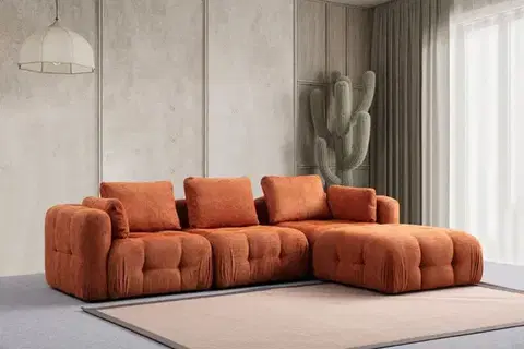 Sedacie súpravy Rohová sedacia súprava / Rohová pohovka Amaris 3 Seater With Pouffe - Orange