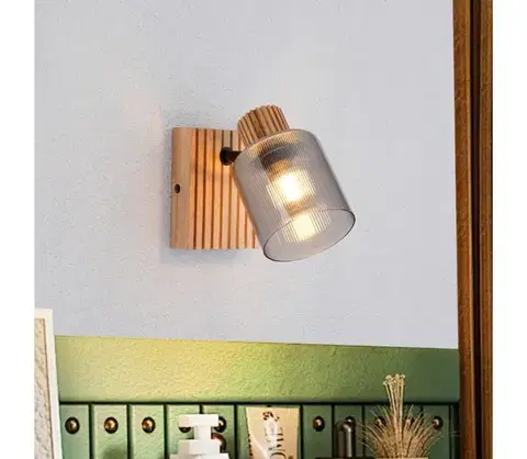 Svietidlá BRILAGI - Nástenné bodové svietidlo HYGGE 1xE14/15W/230V drevené/dymové BRI438
