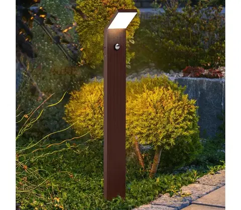Záhradné lampy BRILAGI - LED vonkajšie svietidlo so senzorom RIANO LED/8W/230V hnedé IP65 80 cm WO-HR60143-800-OEM-RUST