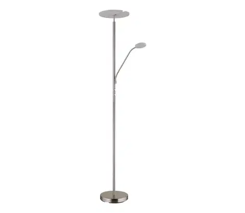 Lampy Globo 59093N - LED stmievateľná stojacia lampa STANFORD 28W/230V + 5W 3000K, matný chróm 59093N
