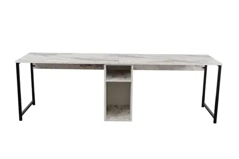 Písacie stoly DUO dvojitý písací stôl, mramor freesia / čierna