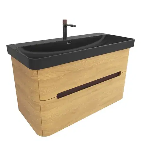 Kúpeľňový nábytok Kúpeľňová skrinka s umývadlom SAT Fusion 97,5x53x45 cm dub medový mat SATFUS2100DMBKMB SATFUS2100DMBKMB