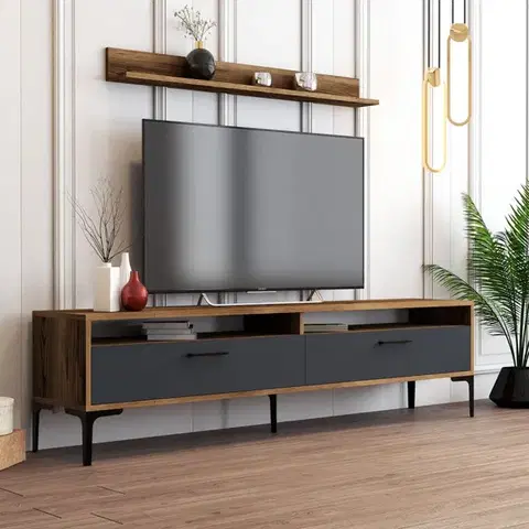 Obývacie steny TV skrinka / Obývacia stena Istanbul - Walnut, Anthracite