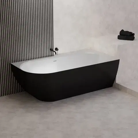 Rohové vane Vaňa Nelza 175x82 ľavý konglomerát čierna/biela matná