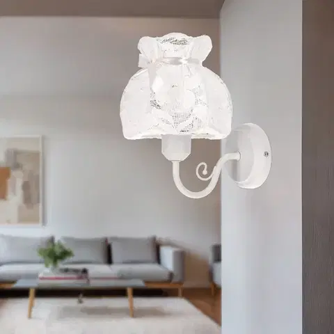 Nástenné svetlá ROSSINI biela nástenná lampa 1x40W E27 biele tienidlo