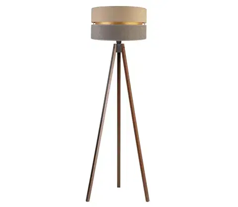 Lampy  - Stojacia lampa DUO 1xE27/60W/230V pr. 44 cm béžová/šedá/wenge AS0462+DU83549