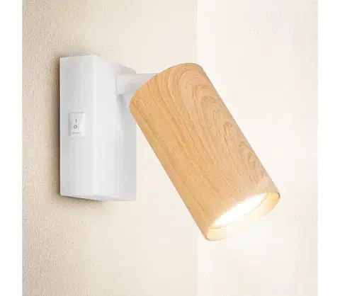 Svietidlá BRILAGI - Nástenné bodové svietidlo SELE 1xGU10/30W/230V biela/dekor dubu WO-Z0-B-OEM